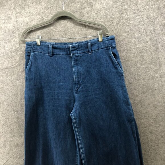 Uniqlo Wide Trouser Jeans Womens XL 32-33'' Blue Medium Wash High Rise - Picture 3 of 9